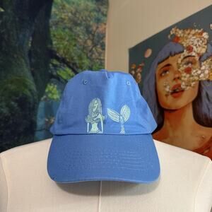blue mermaid embroidered y2k cap whimsical one size